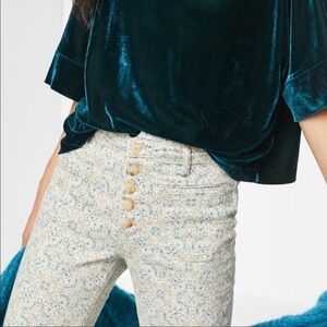 Nwt Anthropologie Pilcro Ultra High-Rise Seamed Utility Jeans Size 26 floral new